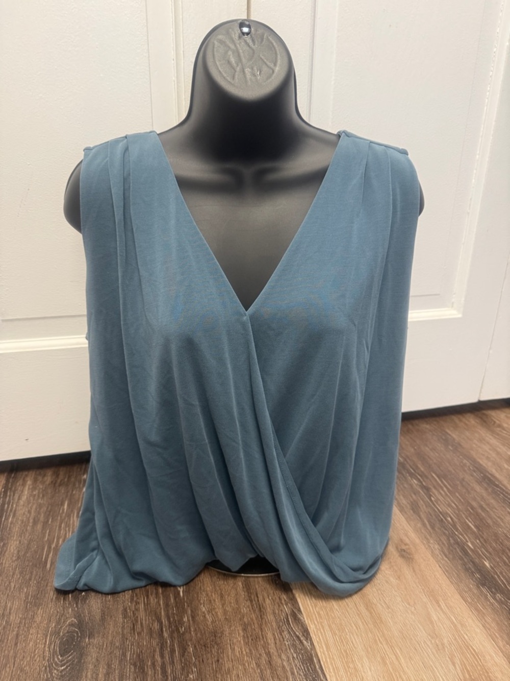 Veronica M Draped V-Neck Sleeveless Camisole - Slate Blue